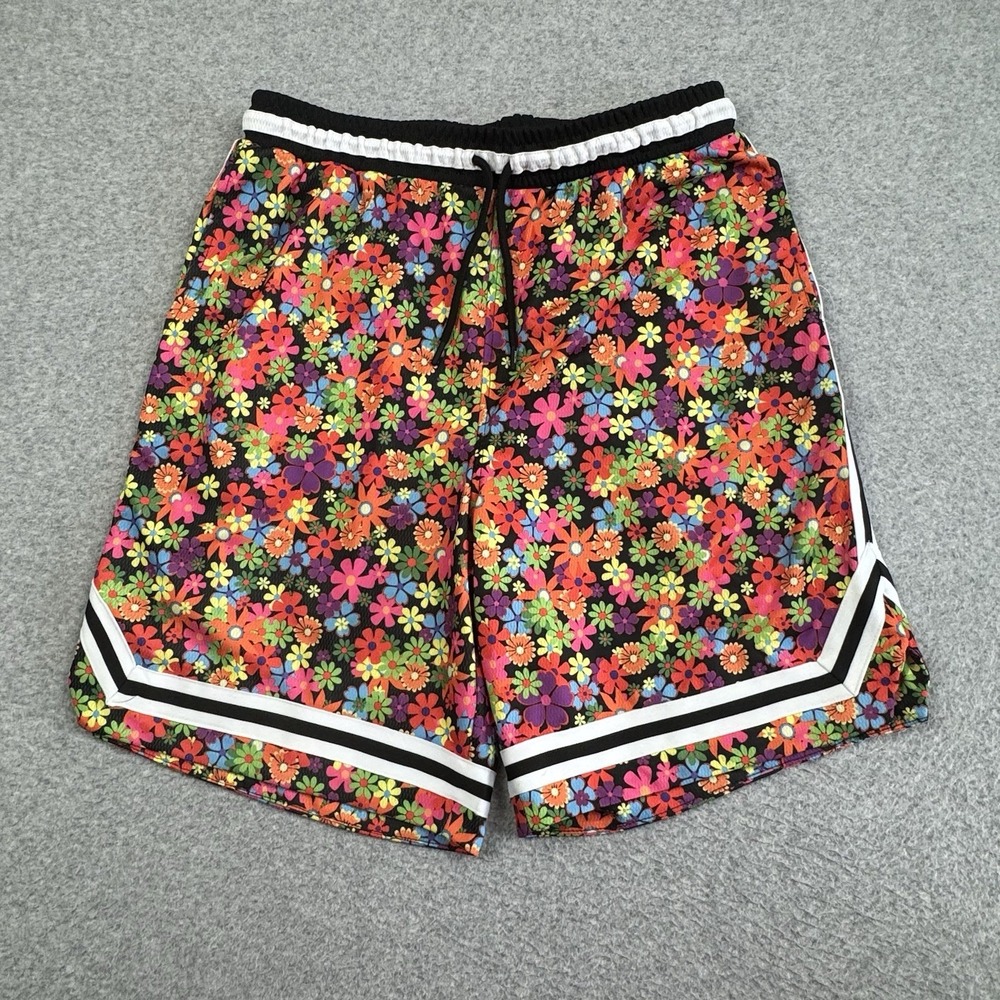 WESC Basketball Shorts Mens Large Womens XL Polyester Floral Sporty Unisex Beach